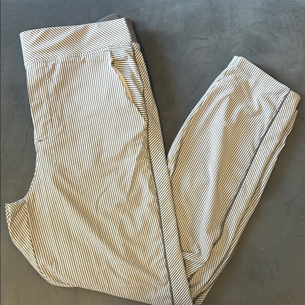 Athleta Gray and White Striped Pants